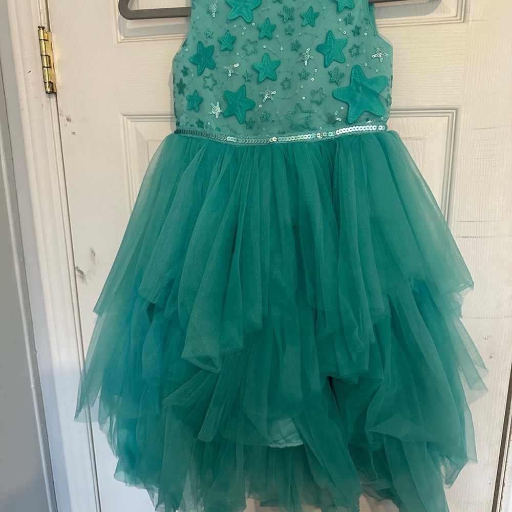 Disney Princess Turquoise Teal Star Tulle Dress Costume Size 5/6 Child Girls